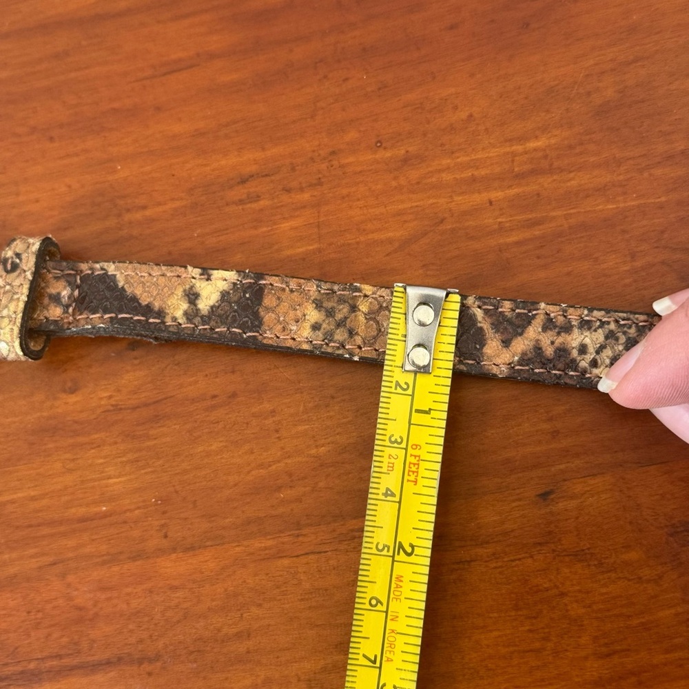 Vintage Nbel Leather Brown Snakeskin Belt with Gold Buckle - Picture 6 of 7